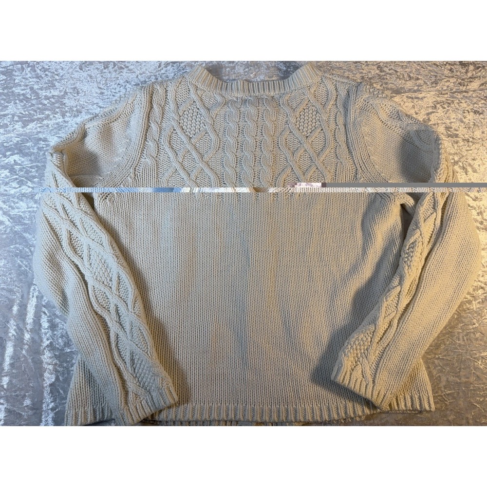 Vintage Y2K Eddie Bauer Womens L Petite Cable Knit Cardigan Sweater Ivory - Picture 6 of 8